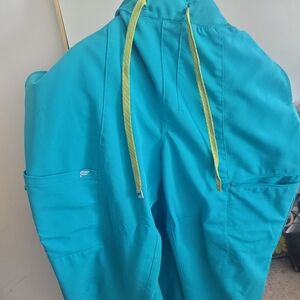 Fabletics Turquoise Joggers with Yellow Drawstring